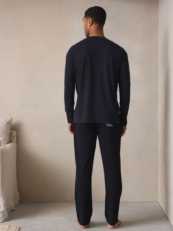 Seraphine Black Graphic Long Sleeve Jersey Pyjamas Set