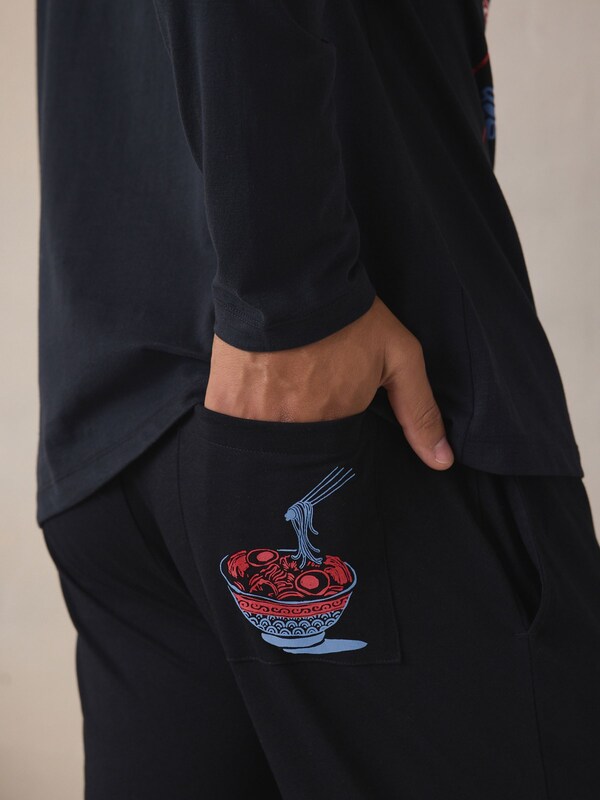 Seraphine Black Graphic Long Sleeve Jersey Pyjamas Set