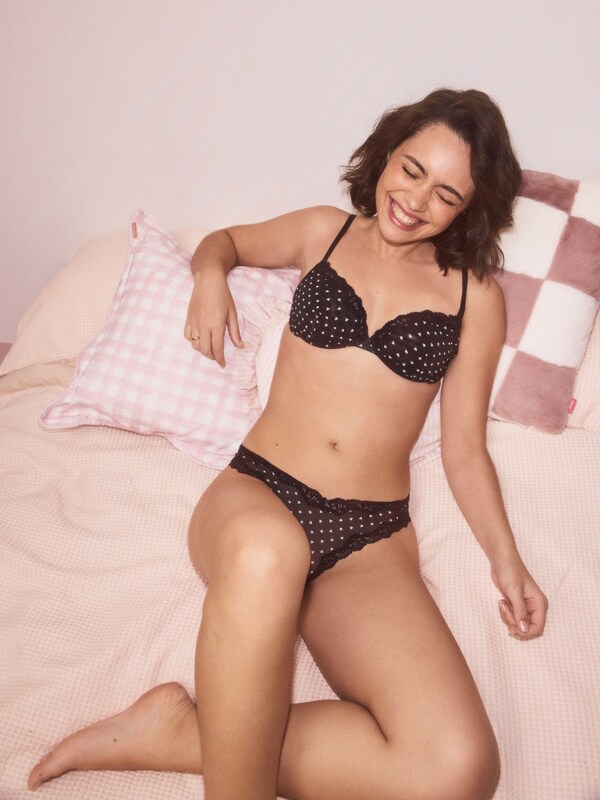 Seraphine Black Heart Print Mesh & Lace Extra High Leg Knickers