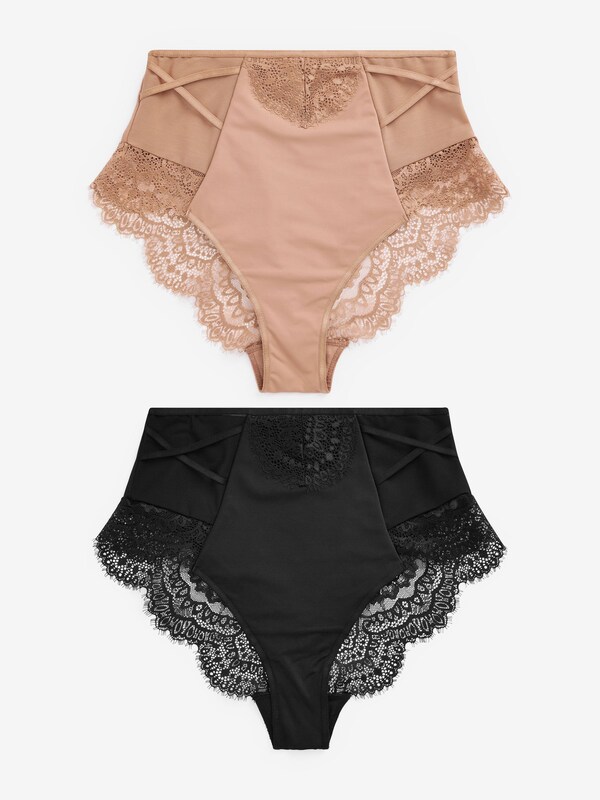 Seraphine Black/Nude Tummy Control Lace Knickers 2 Pack