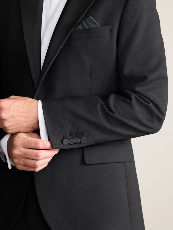 Seraphine Black Regular Fit Signature Nova Fides 100% Italian Wool Tuxedo Suit Jacket