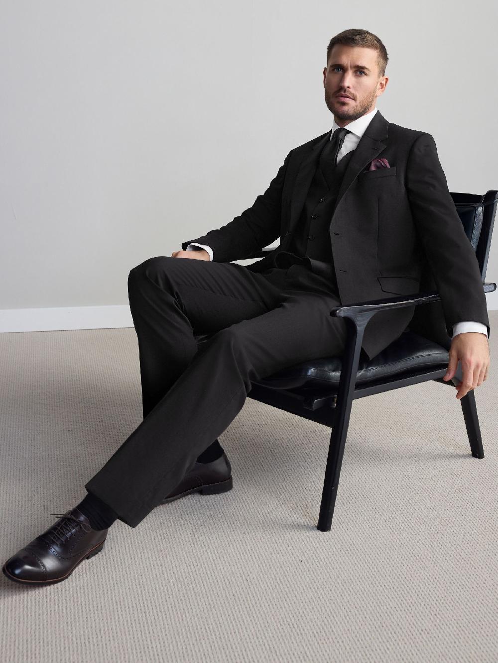 seraphine Black Regular Fit Signature Nova Fides 100% Italian Wool Suit Jacket