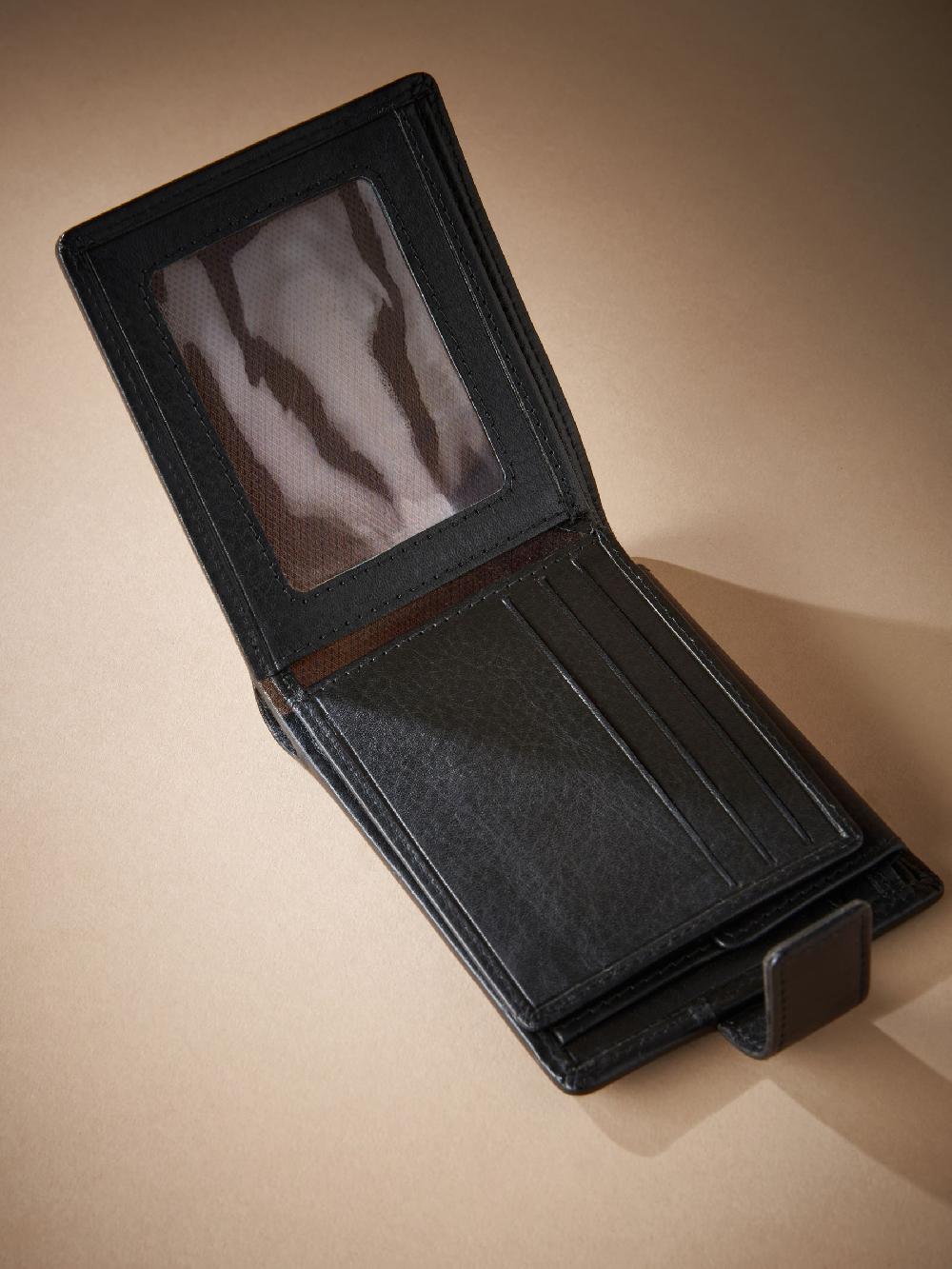 seraphine Black Signature Leather Extra Capacity Wallet