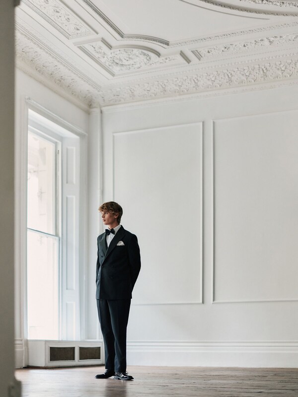 Seraphine Black Signature Nova Fides 100% Italian Wool Double Breasted Tuxedo Suit Jacket