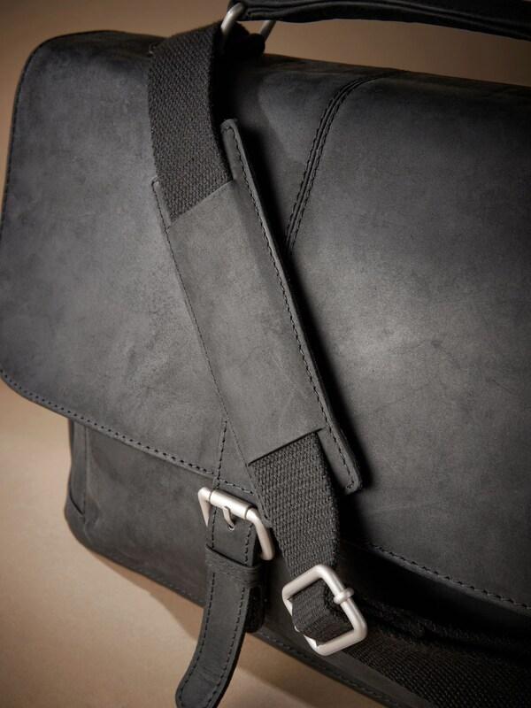 Seraphine Black Signature Oily Leather Briefcase Bag