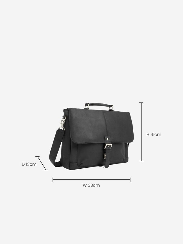 Seraphine Black Signature Oily Leather Briefcase Bag