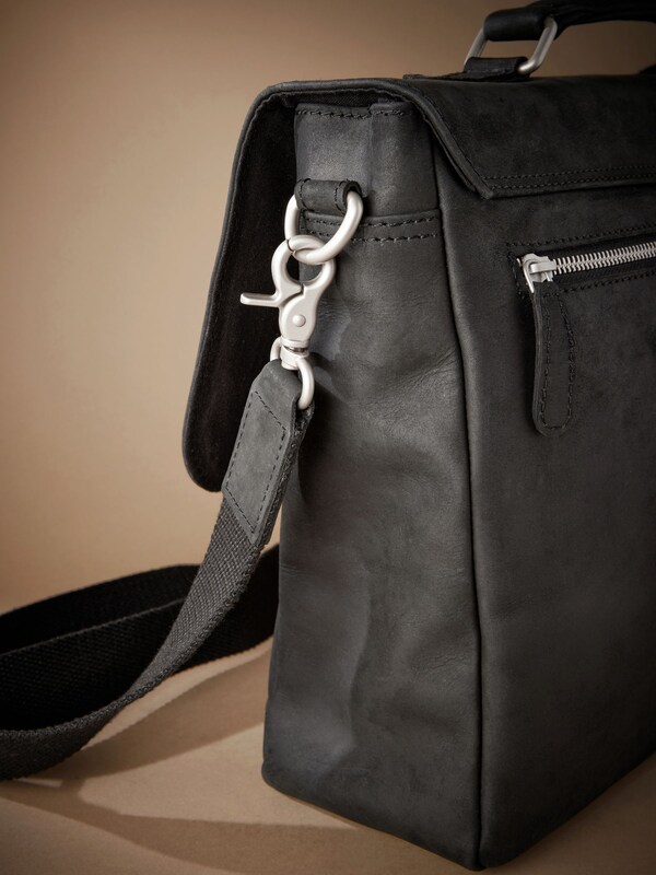 Seraphine Black Signature Oily Leather Briefcase Bag