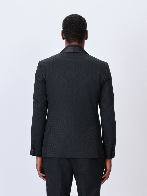 Seraphine Black Slim Fit Jacquard Tuxedo Suit Jacket