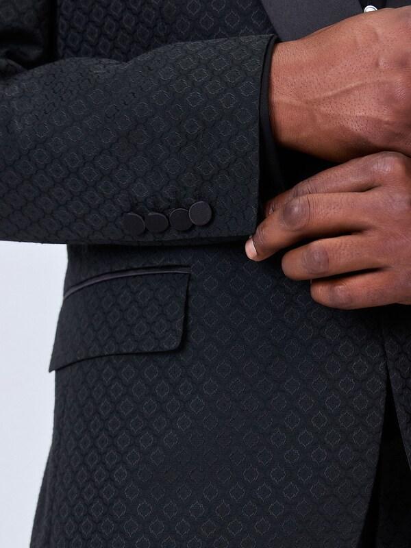 Seraphine Black Slim Fit Jacquard Tuxedo Suit Jacket