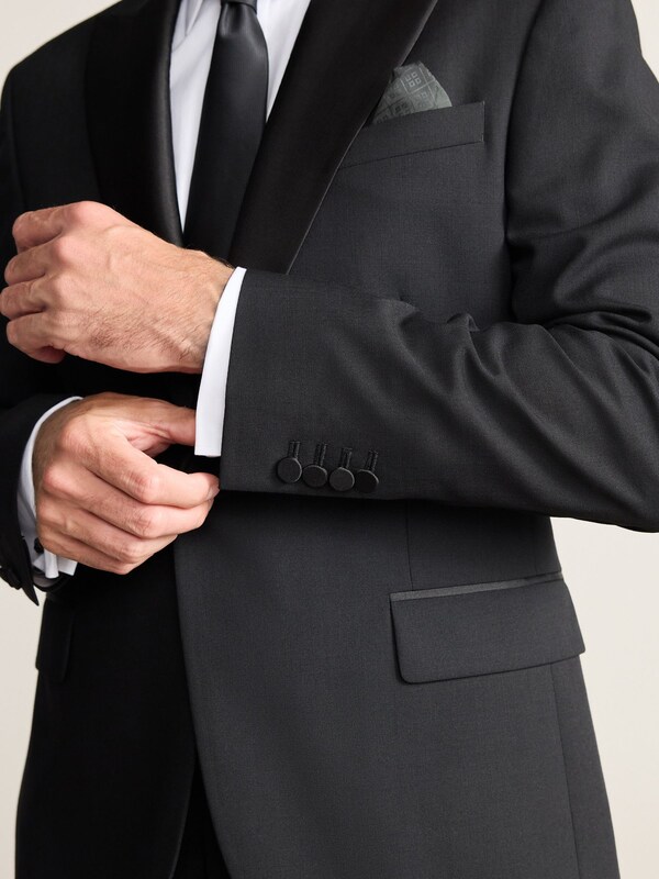 Seraphine Black Slim Fit Signature Nova Fides 100% Italian Wool Tuxedo Suit Jacket