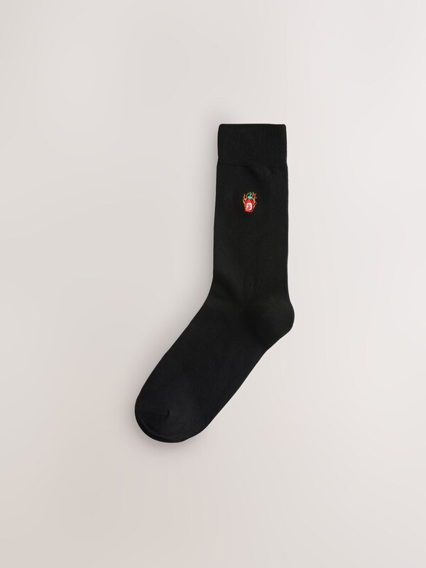 Seraphine Black Valentines Fun Embroidered Socks 5 Pack