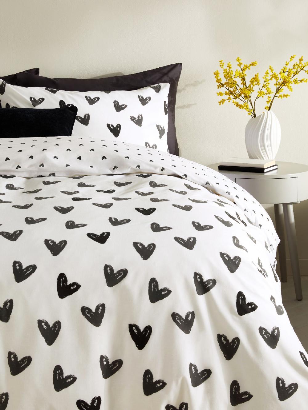 seraphine Black/White Reversible Duvet Cover and Pillowcase Set