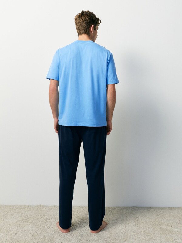 Seraphine Blue Graphic Short Sleeve Jersey Pyjamas Set