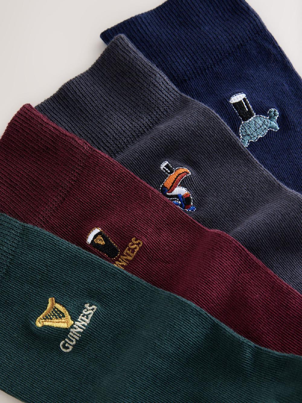 seraphine Blue/Green/Red Guinness License Embroidered Socks 4 Pack