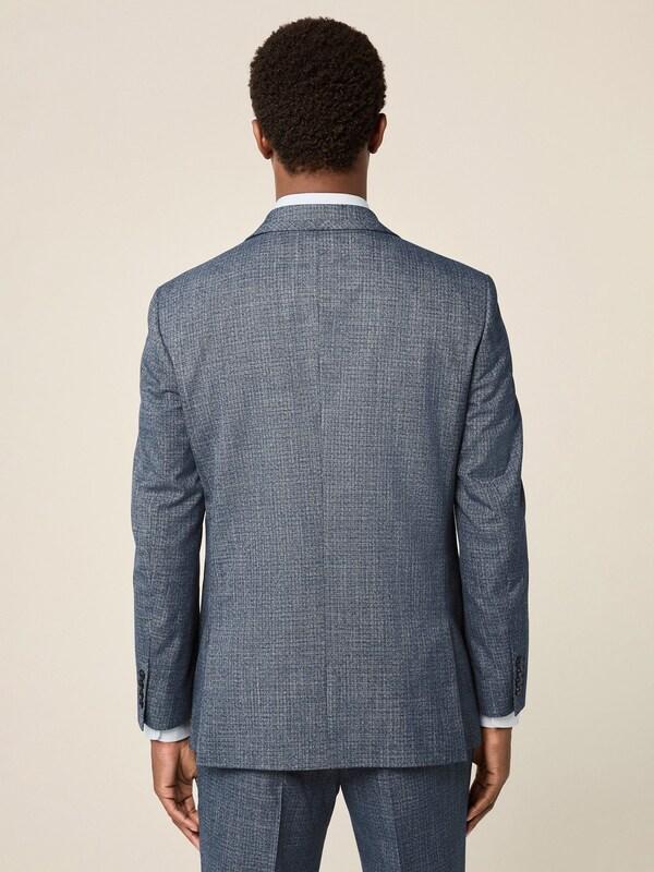 Seraphine Blue Regular Fit Trimmed Textured Suit Jacket