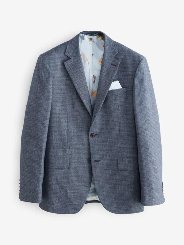 Seraphine Blue Regular Fit Trimmed Textured Suit Jacket