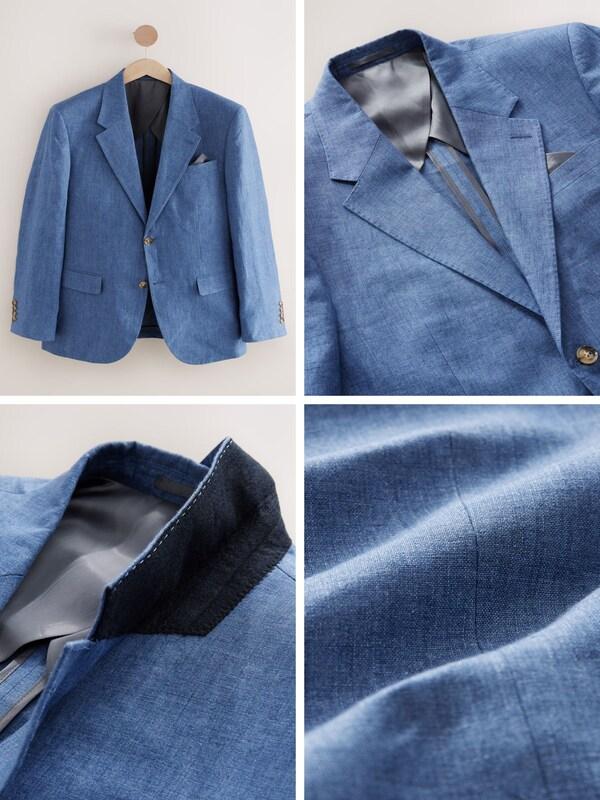 Seraphine Blue Slim Fit Leomaster Italian 100% Linen Suit Jacket