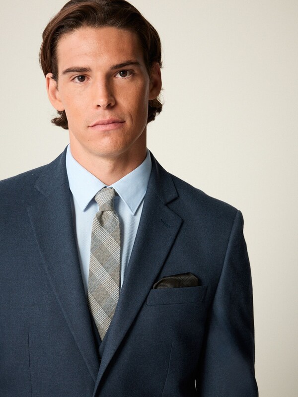 Seraphine Blue Slim Fit Textured Flannel Suit Jacket