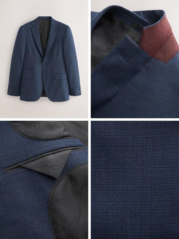 Seraphine Blue Slim Fit Textured Wool Blend Suit Jacket