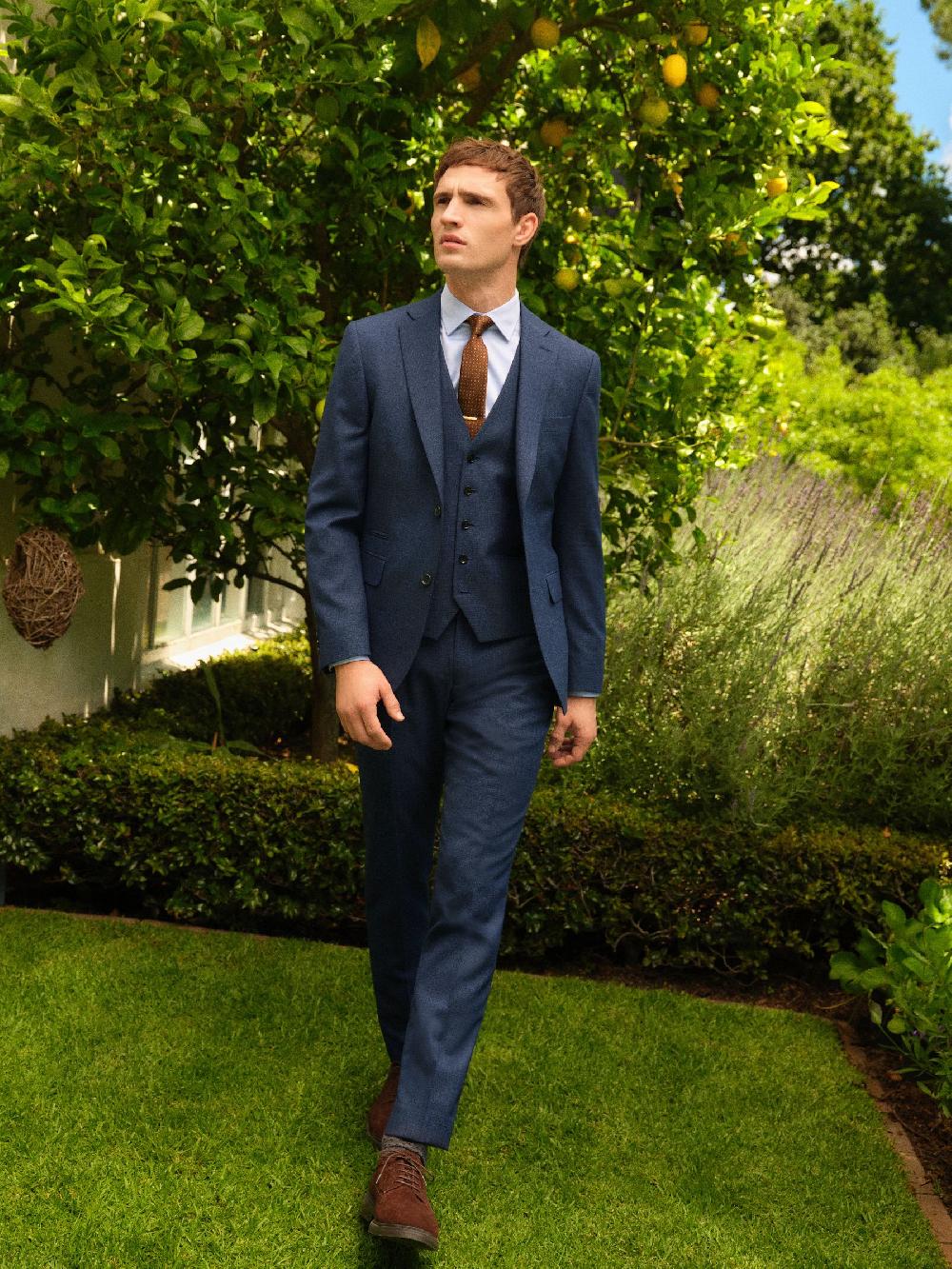 seraphine Blue Slim Fit Textured Wool Blend Suit Jacket seraphine Blue Slim Fit Textured Wool Blend Suit Jacket