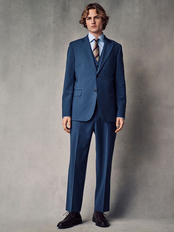 Seraphine Blue Slim Fit Wool Blend Motionflex Suit Jacket