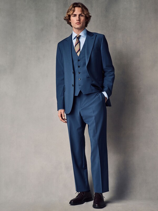 Seraphine Blue Slim Fit Wool Blend Motionflex Suit Jacket