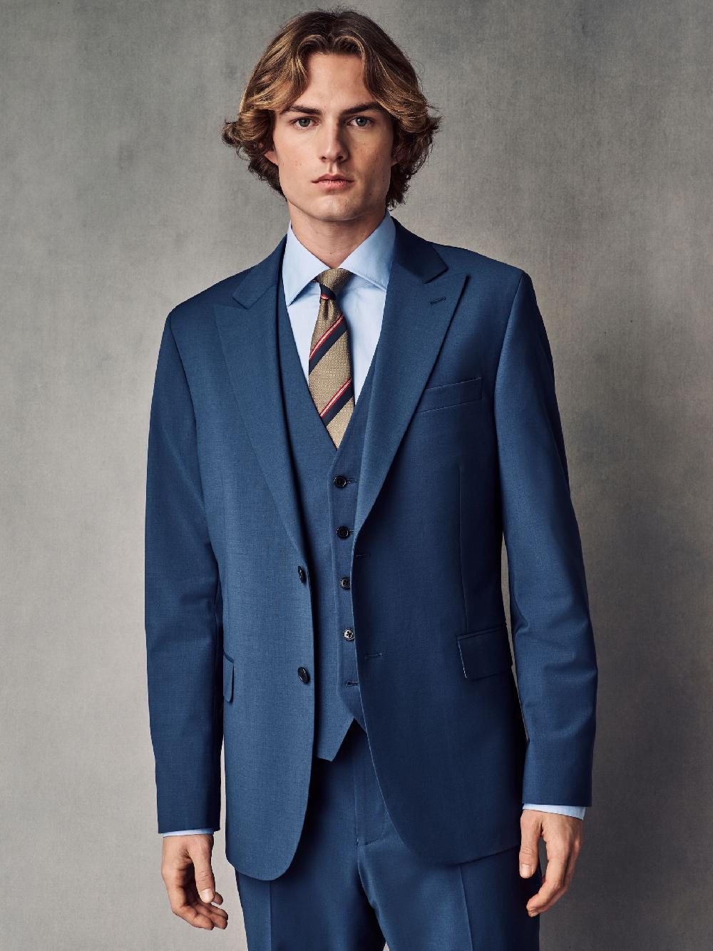 seraphine Blue Slim Fit Wool Blend Motionflex Suit Jacket