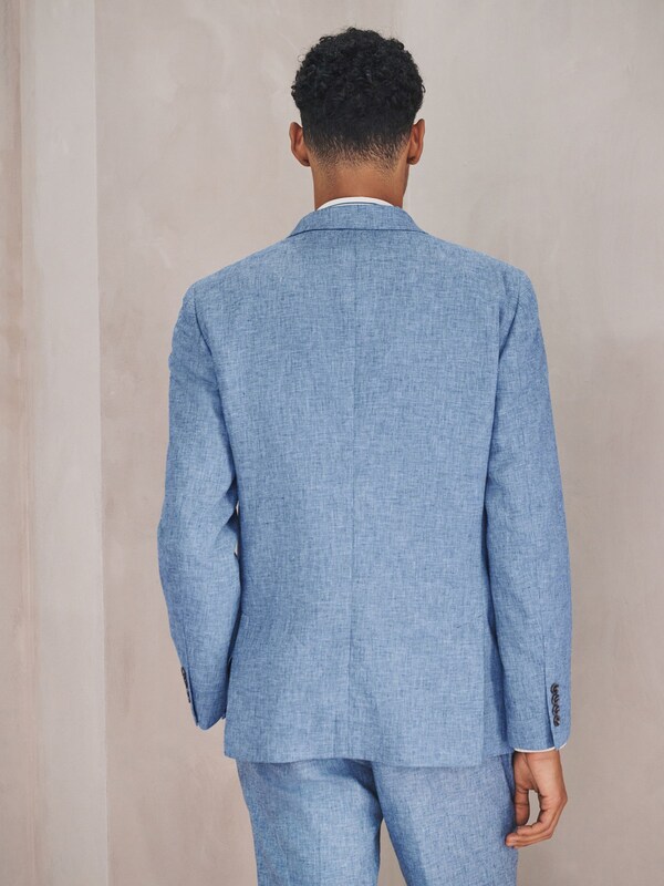 Seraphine Blue Tailored Fit Linen Blend Texture Suit Jacket