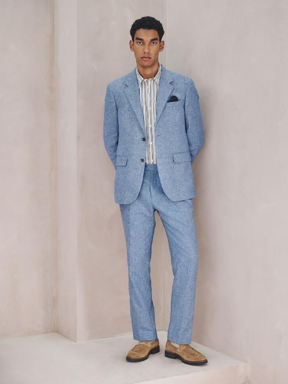seraphine Blue Tailored Fit Linen Blend Texture Suit Jacket seraphine Blue Tailored Fit Linen Blend Texture Suit Jacket