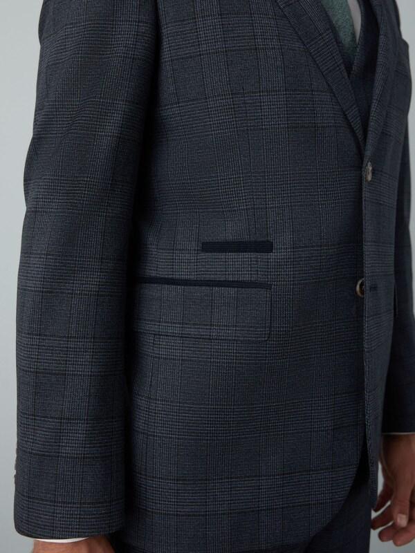 Seraphine Blue Tailored Fit Trimmed Check Suit Jacket