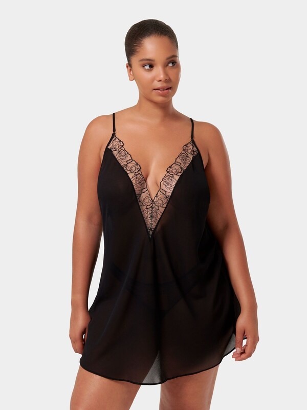 Seraphine Bluebella Rosalie Short Plunge Satin And Embroidered Chemise