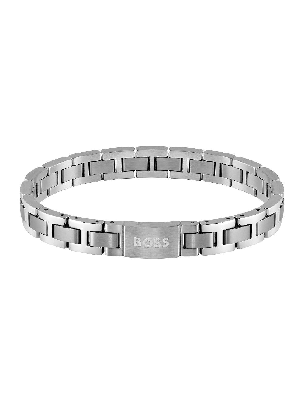 seraphine BOSS Silver Tone Gents Metal Link Essentials Stainless Steel Bracelet
