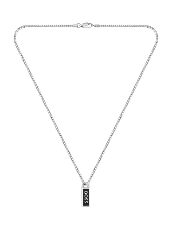 seraphine BOSS Silver Tone Kassy Emblem Stainless Steel IP Pendant Necklace