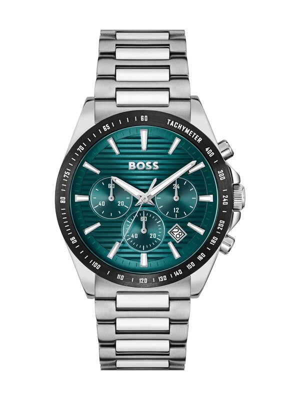Seraphine BOSS Silver Tone Strike Chronograph With Teal Dial Watch