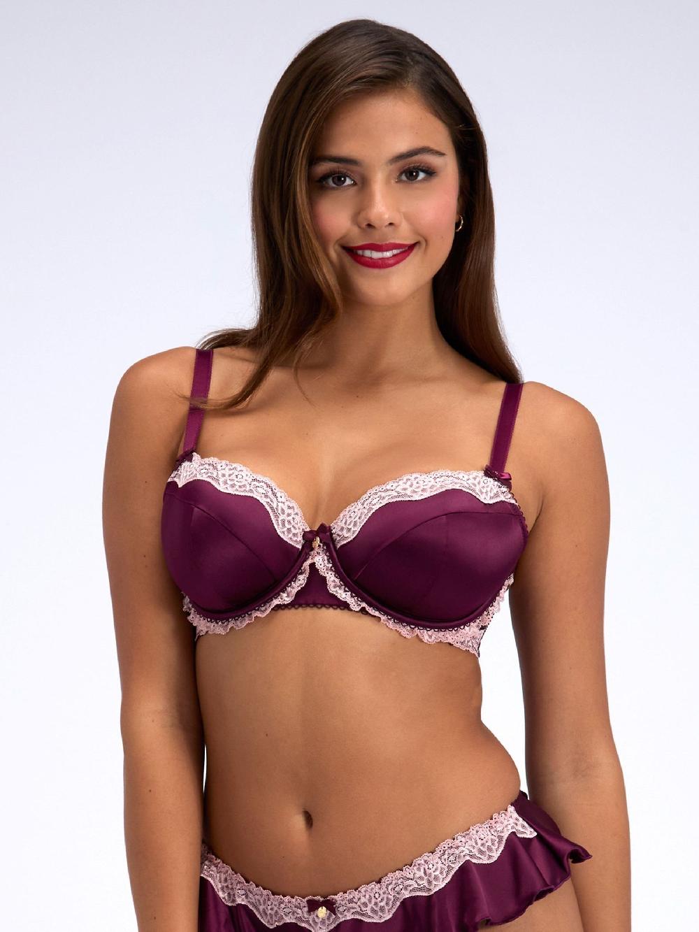 seraphine Boux Avenue Berry Gretta Satin Plunge Bra
