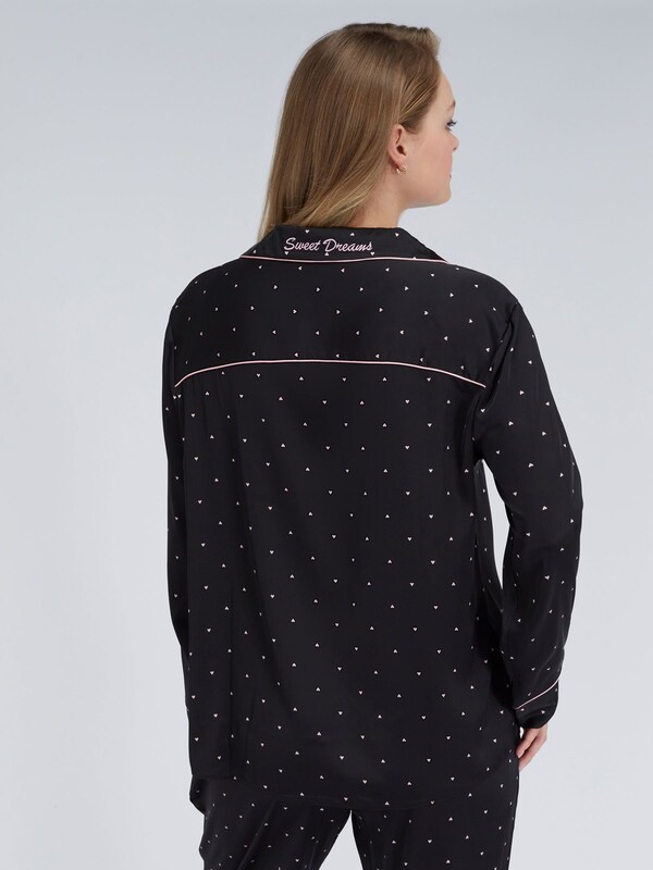 Seraphine Boux Avenue Black Heart Oversized Satin Pyjamas Set