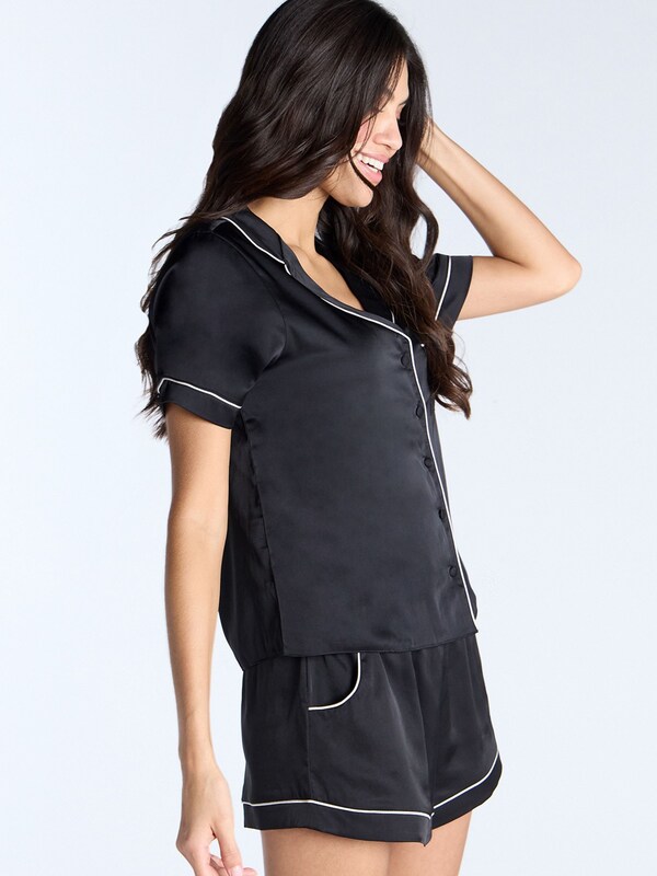 Seraphine Boux Avenue Black Luxe Satin Short Pyjamas Set
