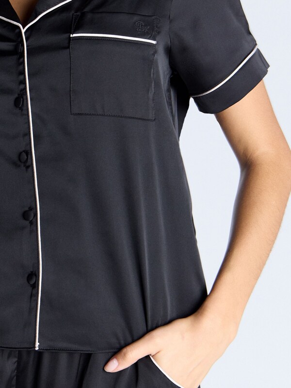 Seraphine Boux Avenue Black Luxe Satin Short Pyjamas Set