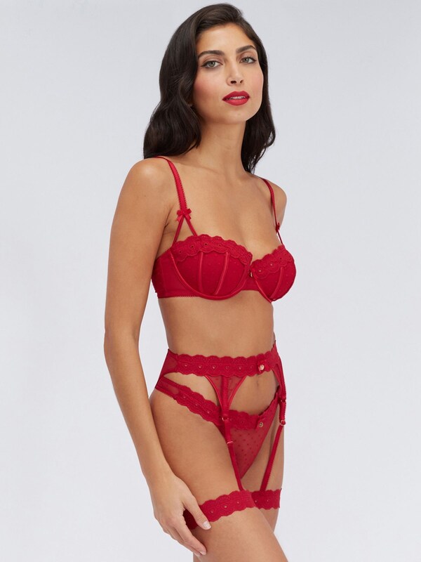 Seraphine Boux Avenue Pillar Box Red Angelique Mesh Balconette Bra