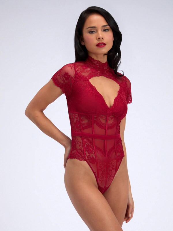 Seraphine Boux Avenue Pillar Box Red Violetta Lace Body