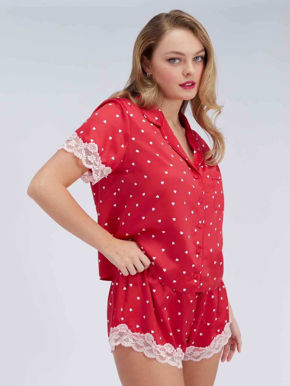 seraphine Boux Avenue Red Amelia Satin Short Pyjamas Set