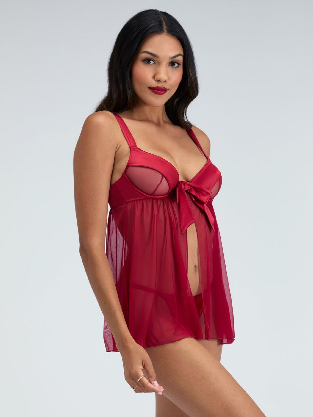 seraphine Boux Avenue Red Bow Wired Babydoll & Knickers