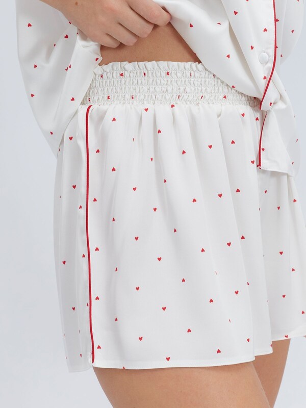 Seraphine Boux Avenue White Heart Satin Short Pyjamas Set