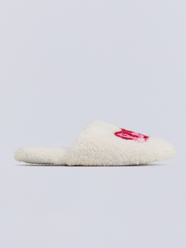 Seraphine Boux Avenue White Love Borg Mule Slippers