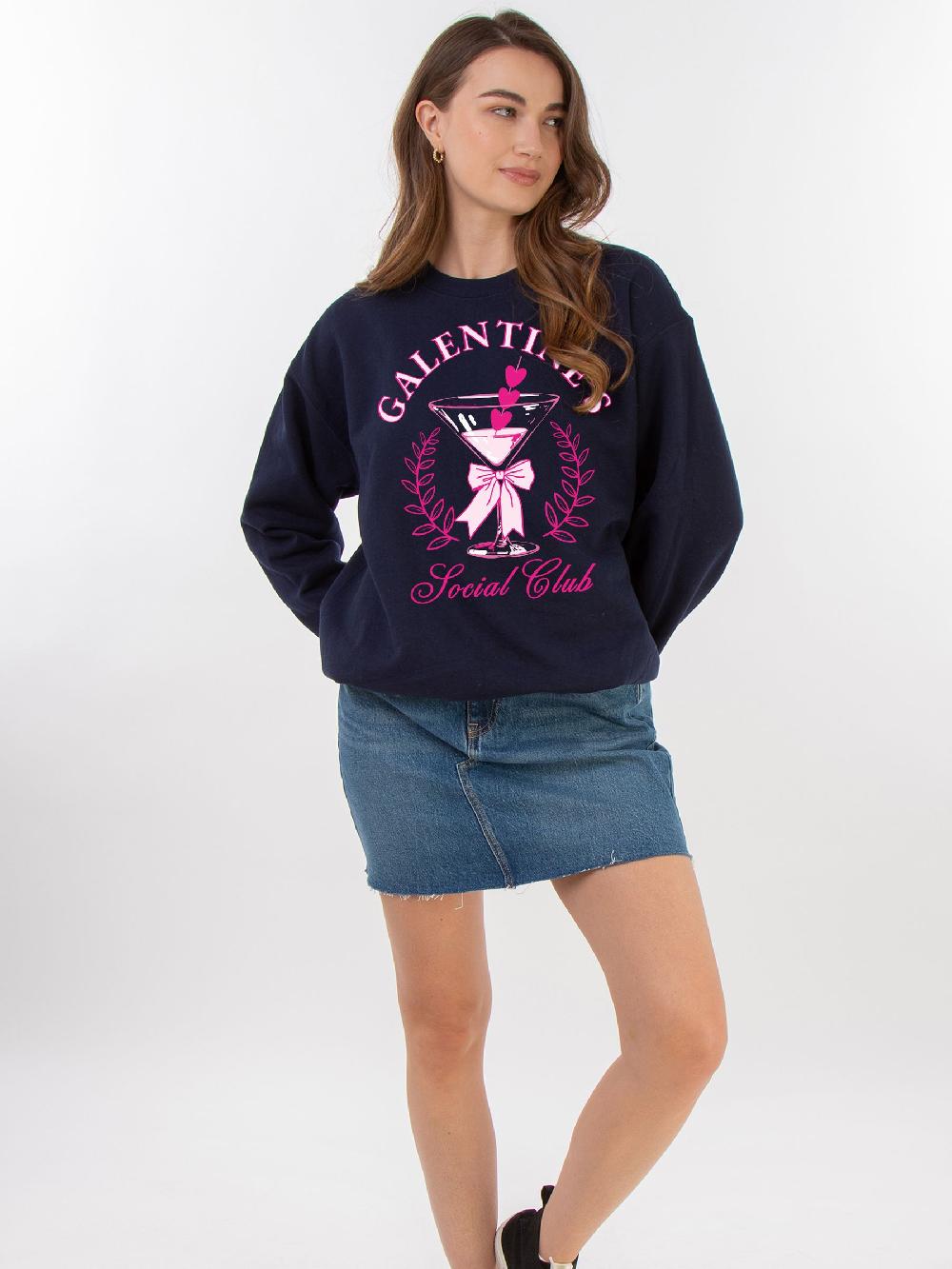 seraphine Brands In Blue Valentine's Day Galentine's Social Club Sweat Top