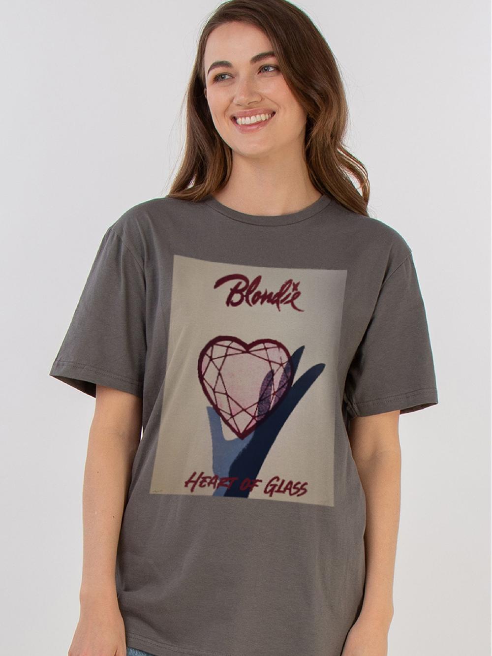 seraphine Brands In Grey Blondie Heart Of Glass Poster Women Charcoal Boyfriend Fit Music T-Shirt