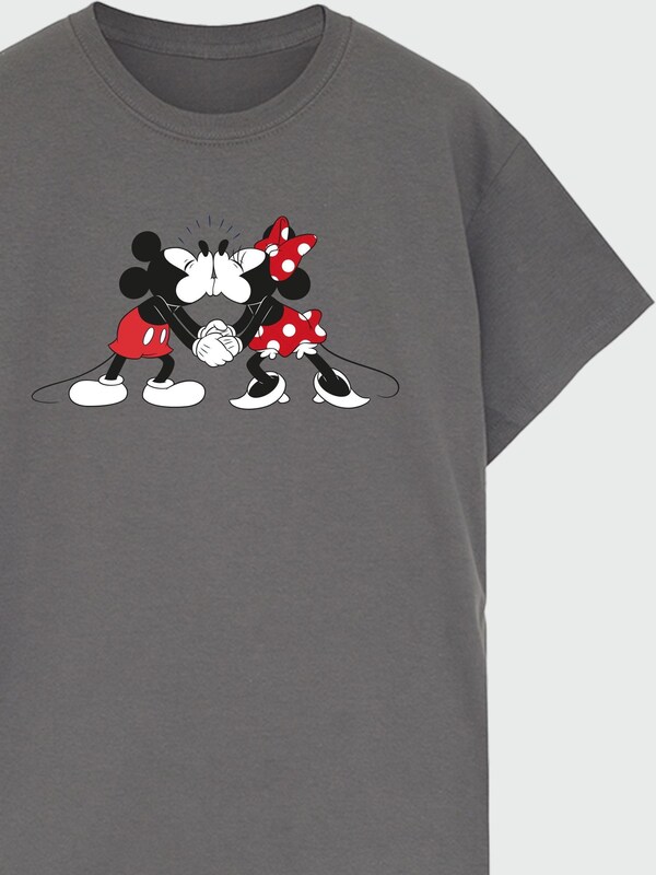 Seraphine Brands In Grey Women Boyfriend Fit 100% Cotton Disney Minnie And Mickey Kiss T-Shirt