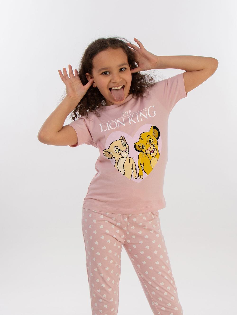 seraphine Brands In Pink 100% Cotton Disney Lion King Heart Girls Hearts Pyjamas