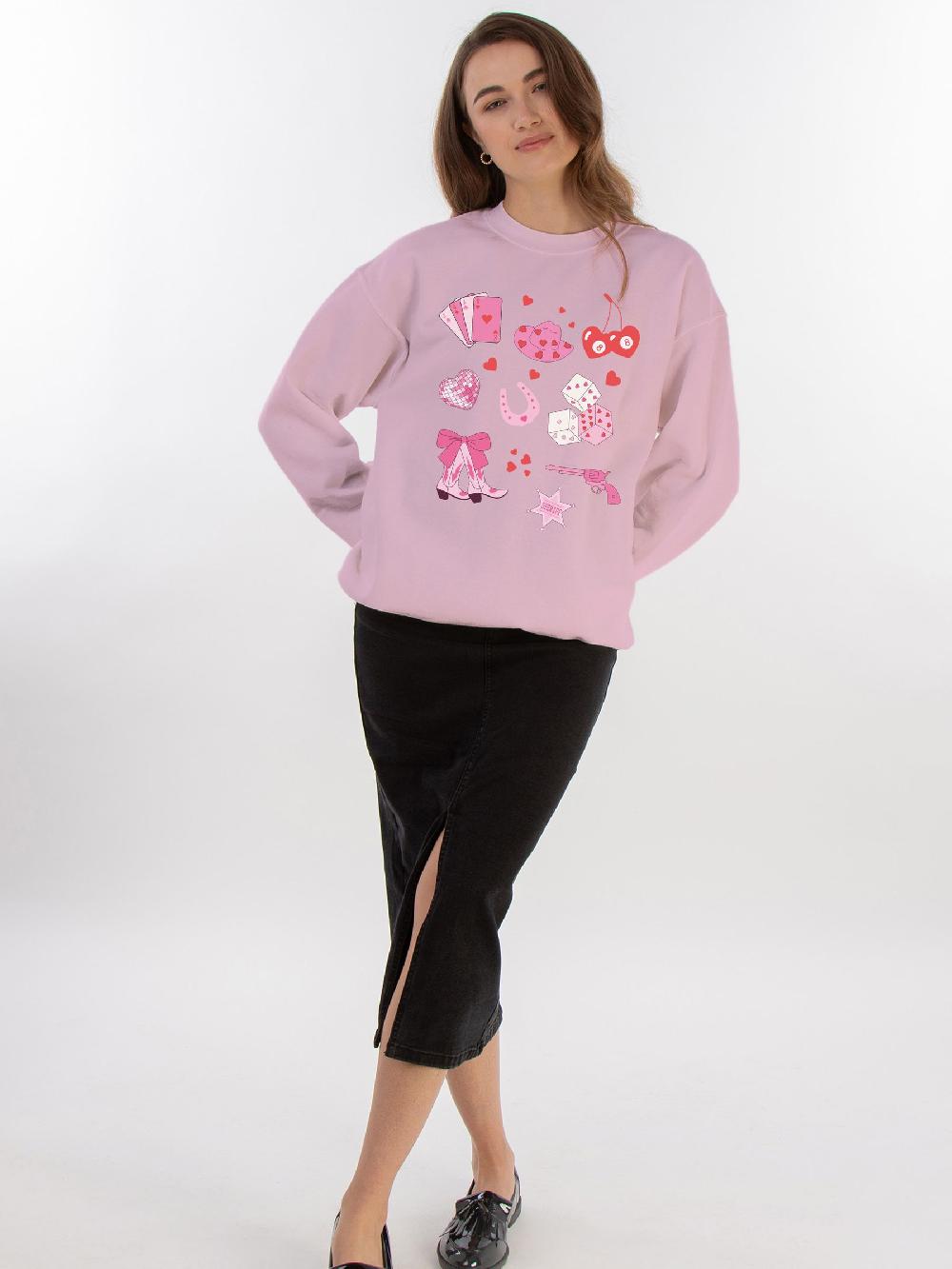 seraphine Brands In Pink Valentine's Day Cowgirl Sweat Top