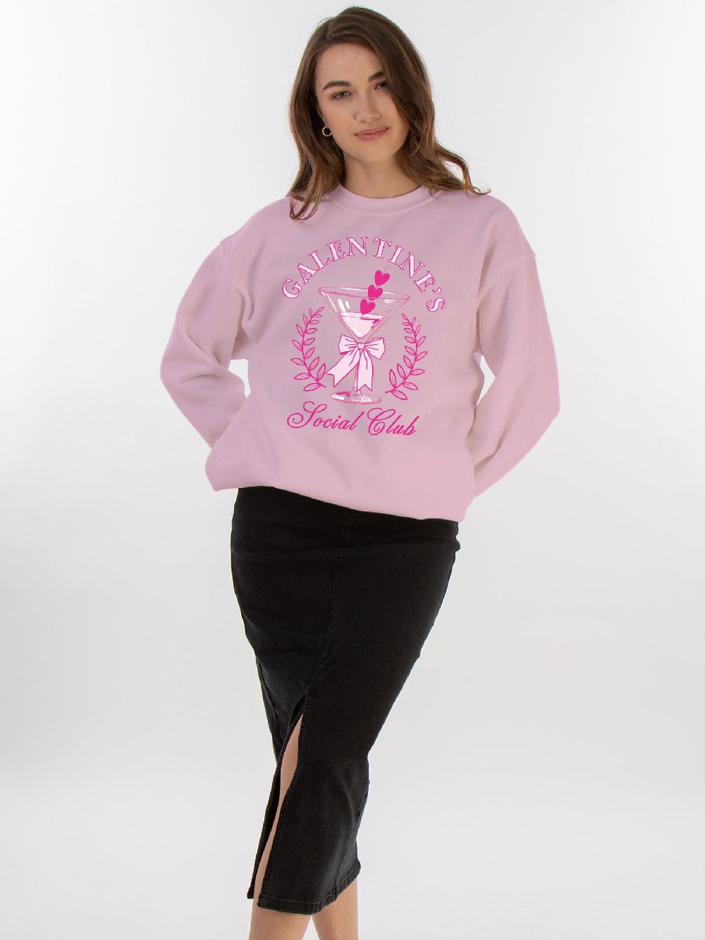 seraphine Brands In Pink Valentine's Day Galentine's Social Club Sweat Top